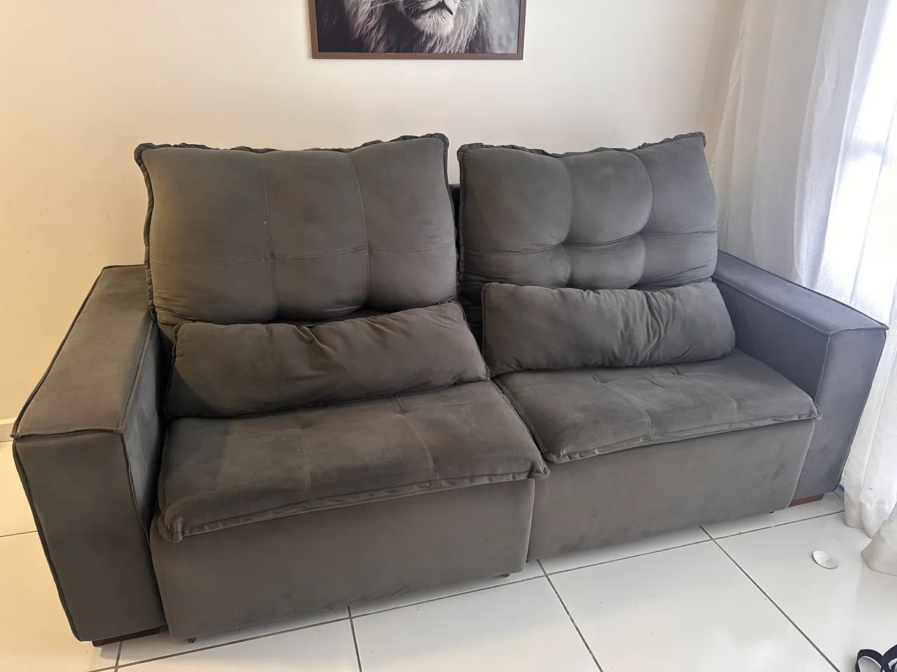 Sofá retrátil cinza - 2,2 metros - Foto 3