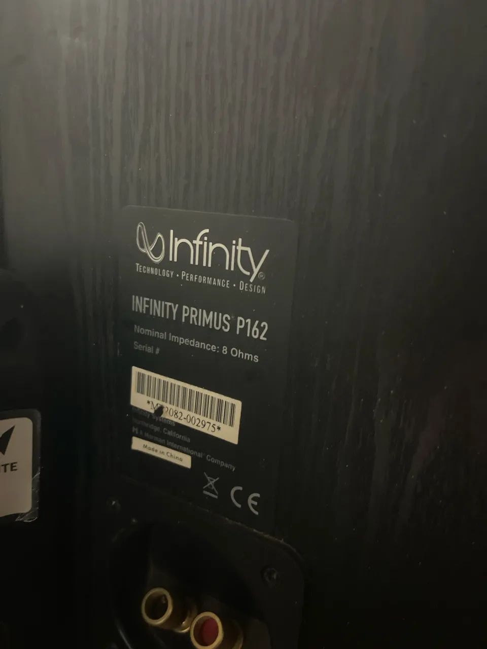 Caixas acústicas Infinity primos p162