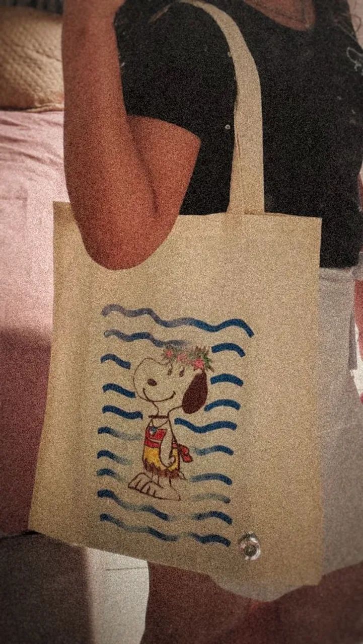 Ecobag personalizada Snoopy de Moana (pintura à mão) - Foto 2