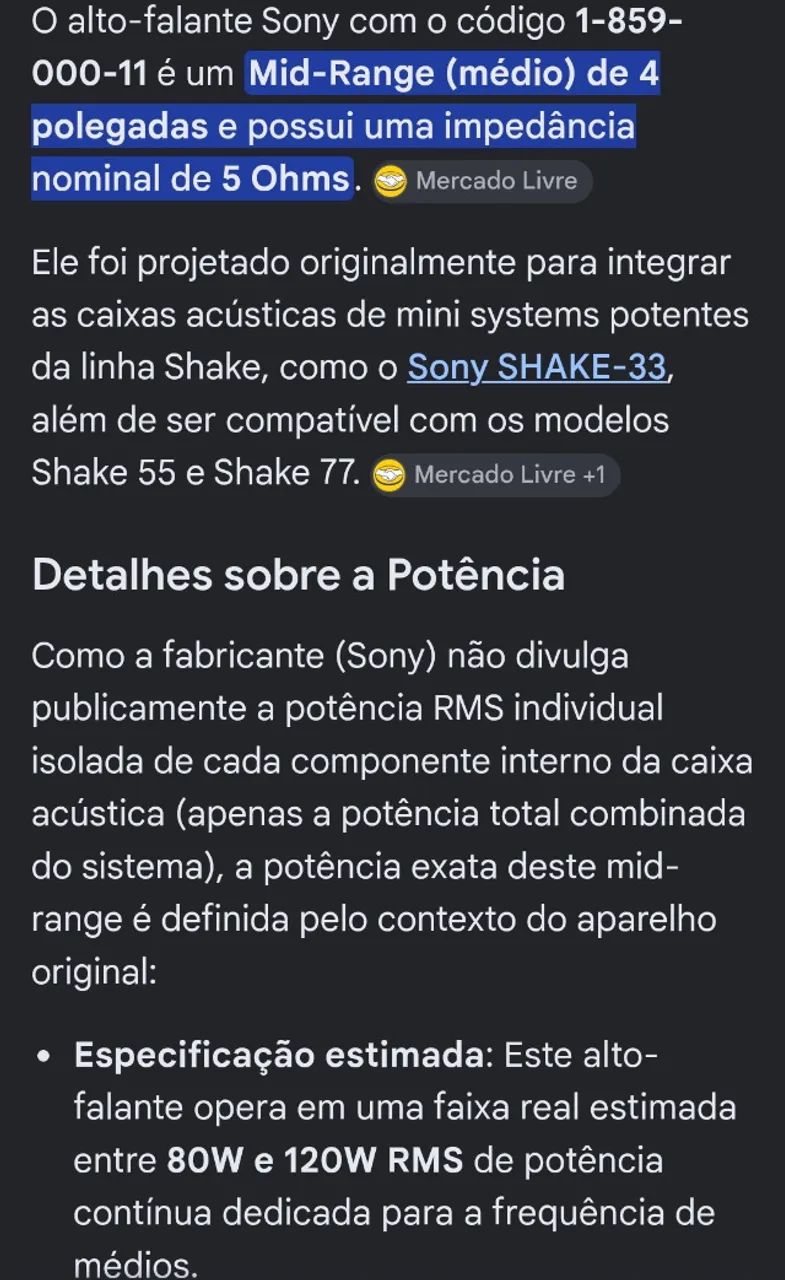 Mid-Range do Sony Shake 77 Original.  - Foto 4
