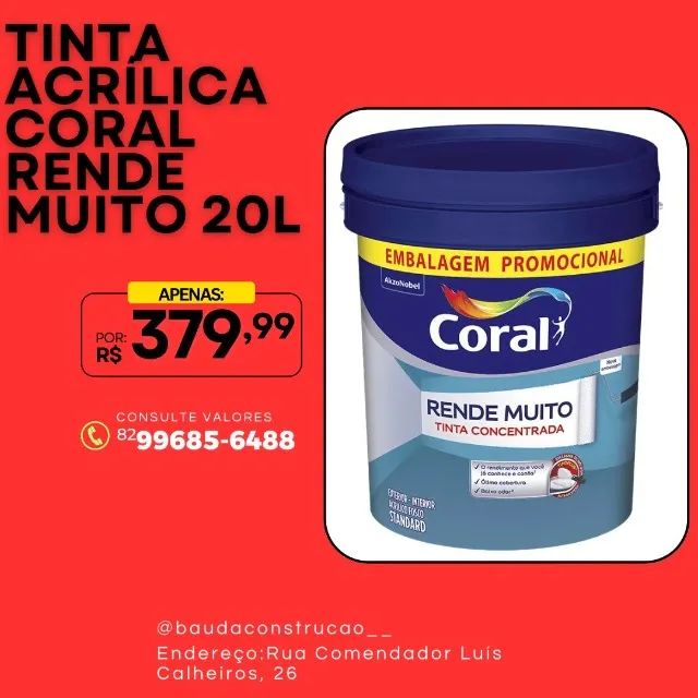 TINTA ACRÍLICA CORAL RENDE MUITO 20L 