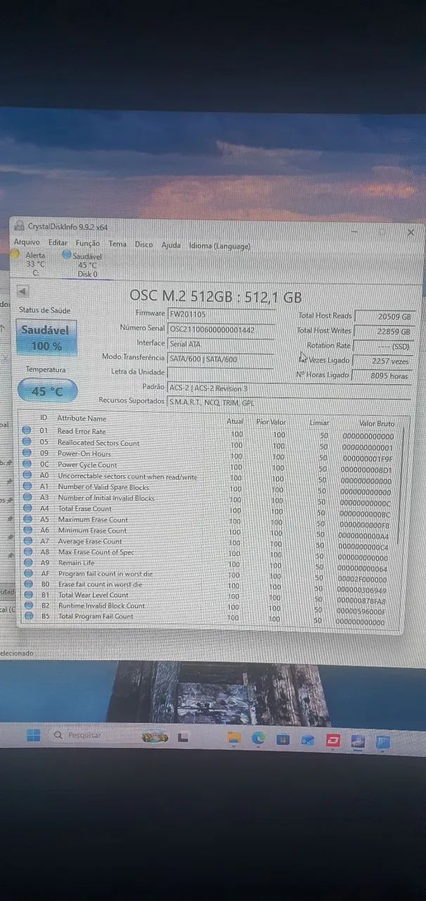 Ssd m2 nvme 512gb com saúde 100% - Foto 3