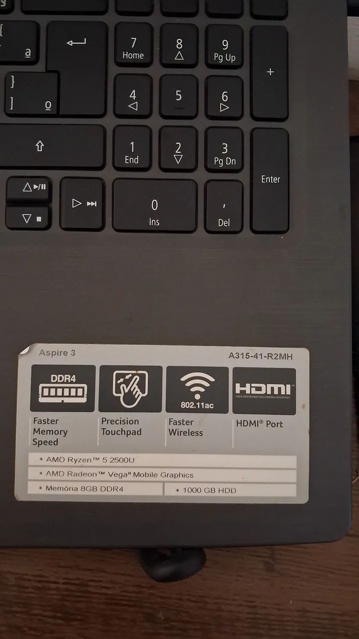ACER ASPIRE 3 + RYZER 5/DDR4 8gb + MOUSE RAZER + MOUSEPAD - Foto 4
