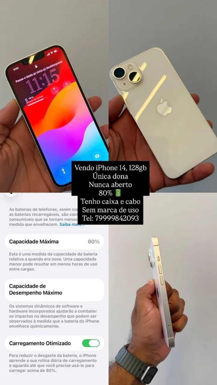 Vendo iphone 14 128gb branco - estado de novo