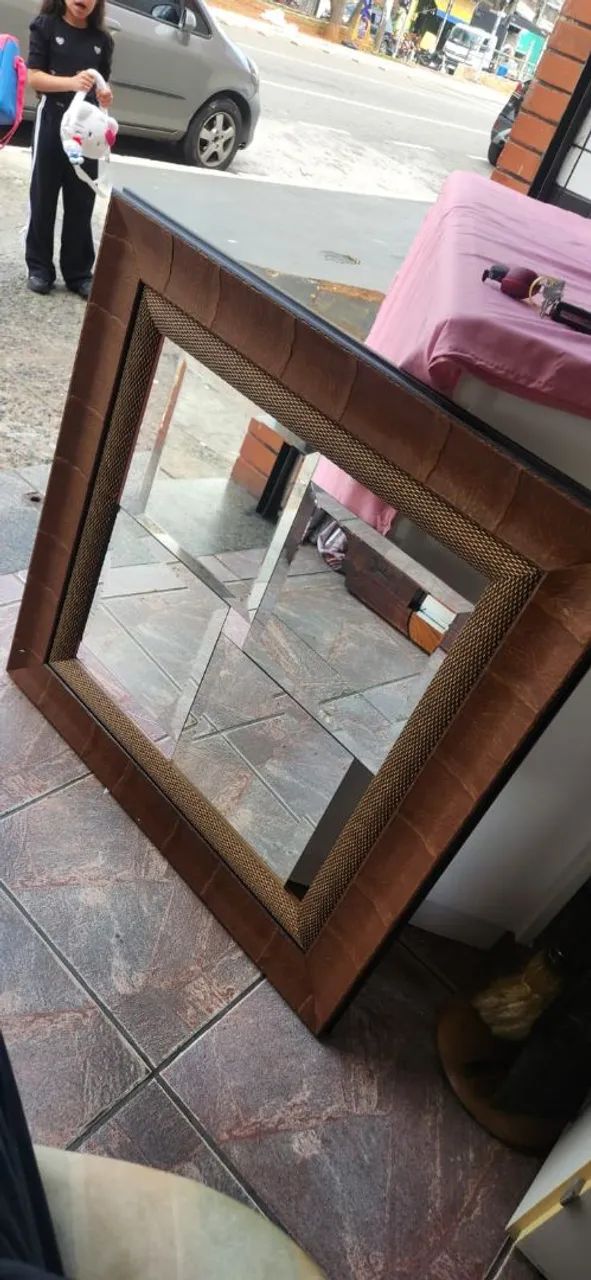 Espelho madeira bisotado 77x77 - Foto 3