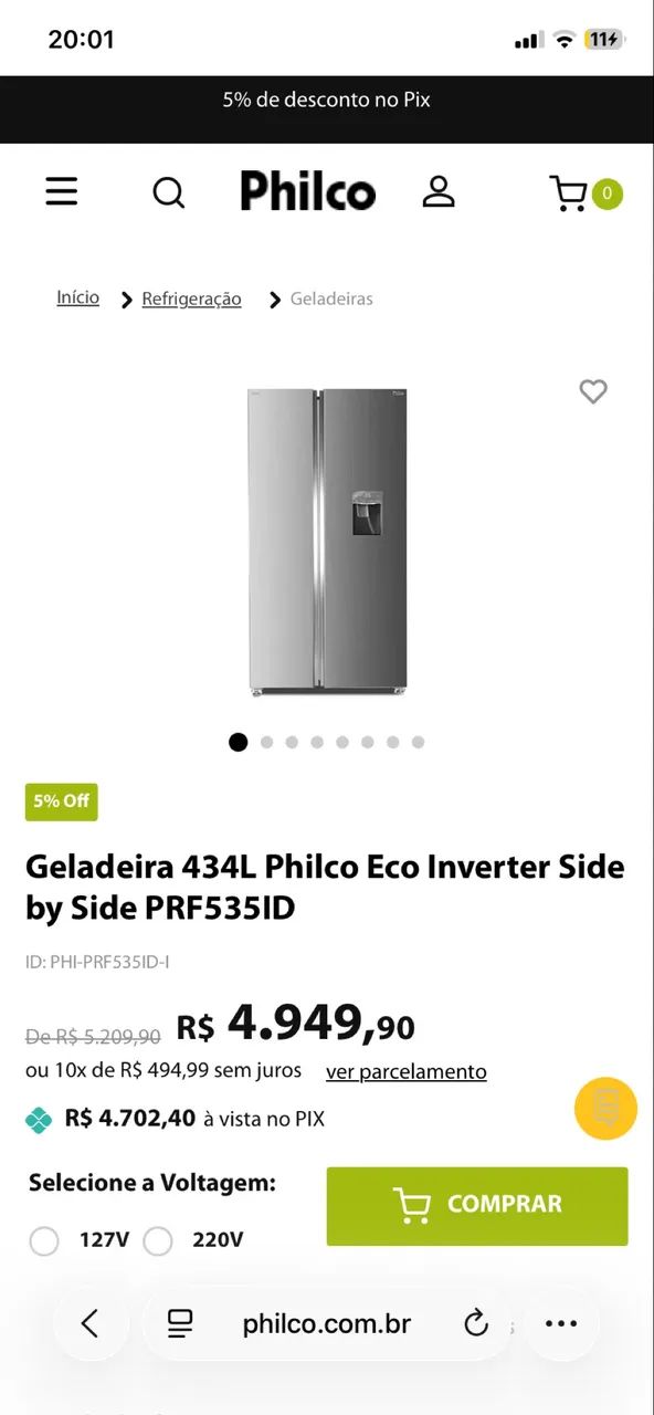 Geladeira Philco 2 portas 