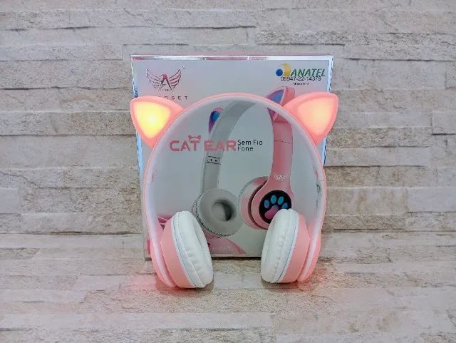Fone Gatinho Bluetooth 5.0 Com Led Rgb