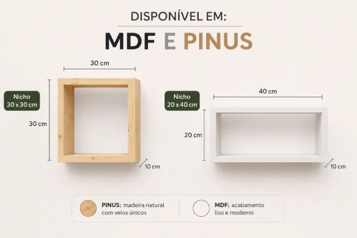 Prateleiras e Nichos Decorativos MDF e Pinus - Foto 5
