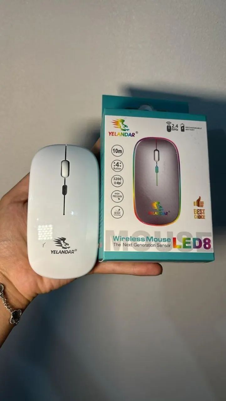 Mouse sem fio LED Yelandar LED8