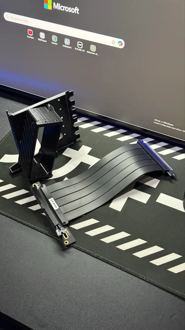 Cabo riser PCI-E 3.0 + Suporte vertical angulado para GPU