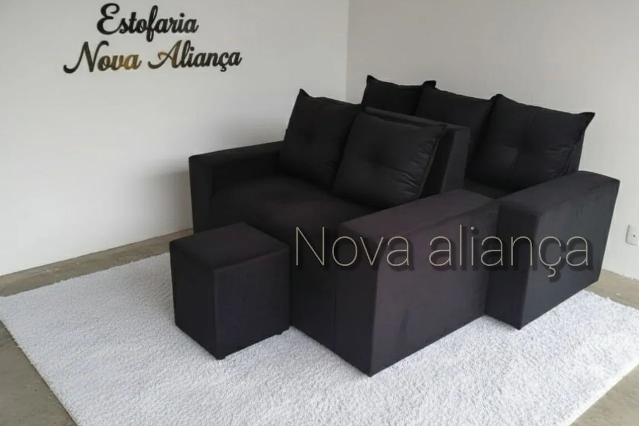 Oferta jogo sofá 2 e 3 lugares com puff de brinde entrega grátis  - Foto 3