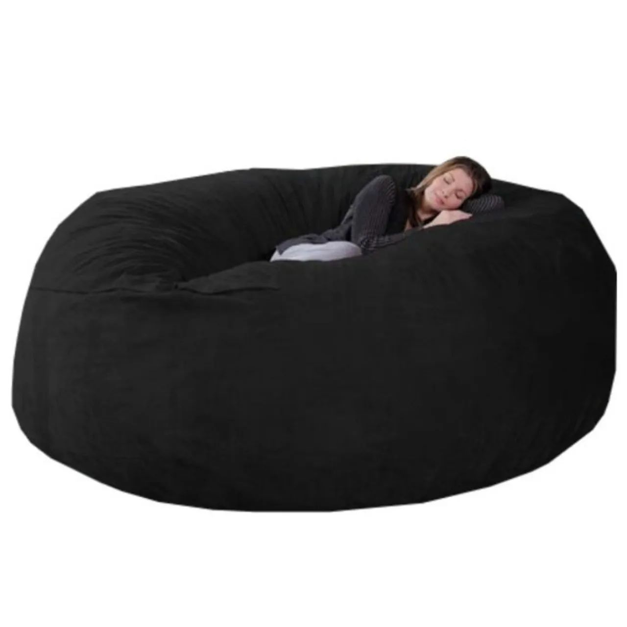 Puff Gigante Redondo 200x80 Em Suede Preto Sem Enchimento - Foto 2