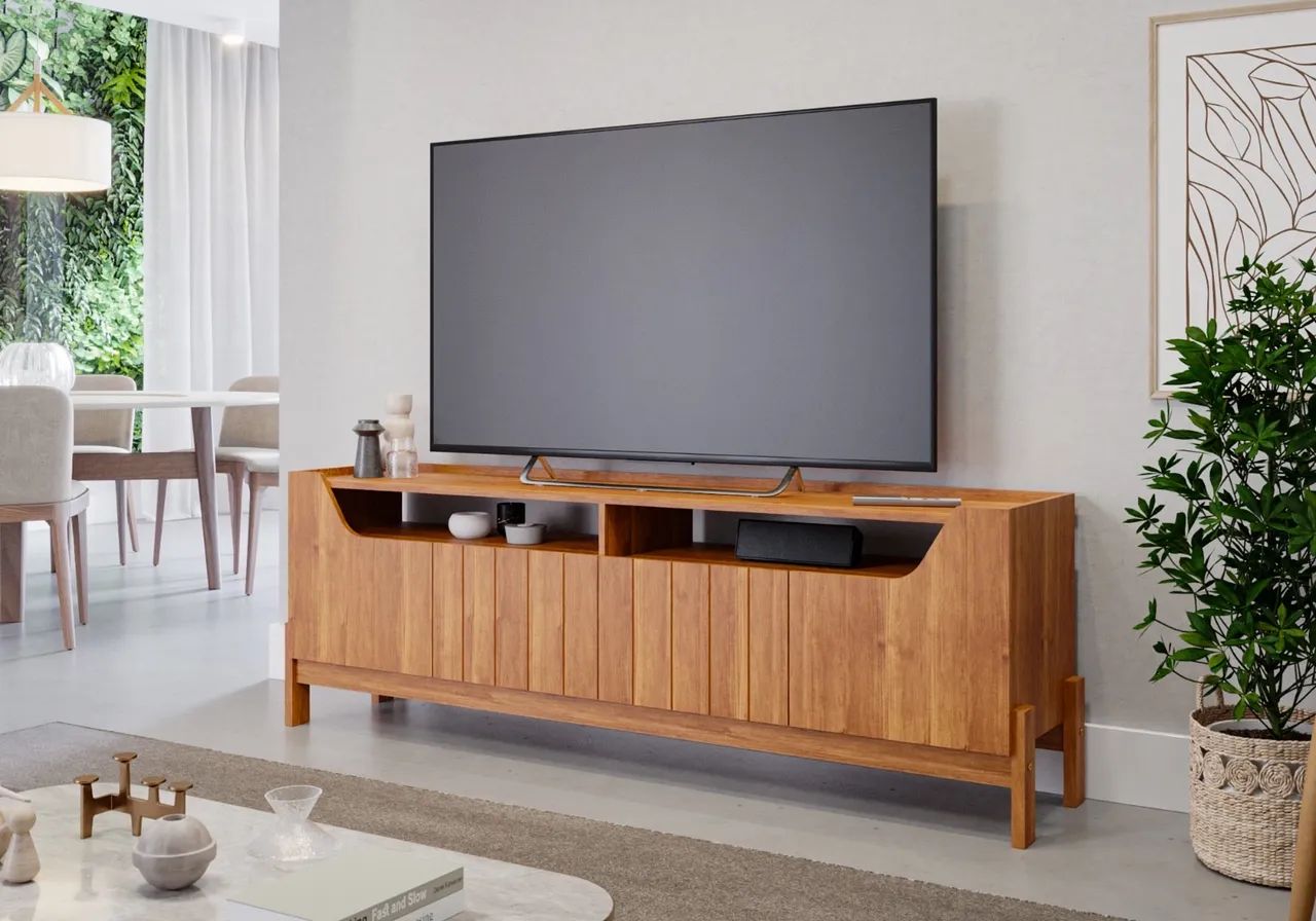 Rack Bancada Moema Permobili 100% MDF, para TVs até 70 Polegadas - Entrega Imediata;