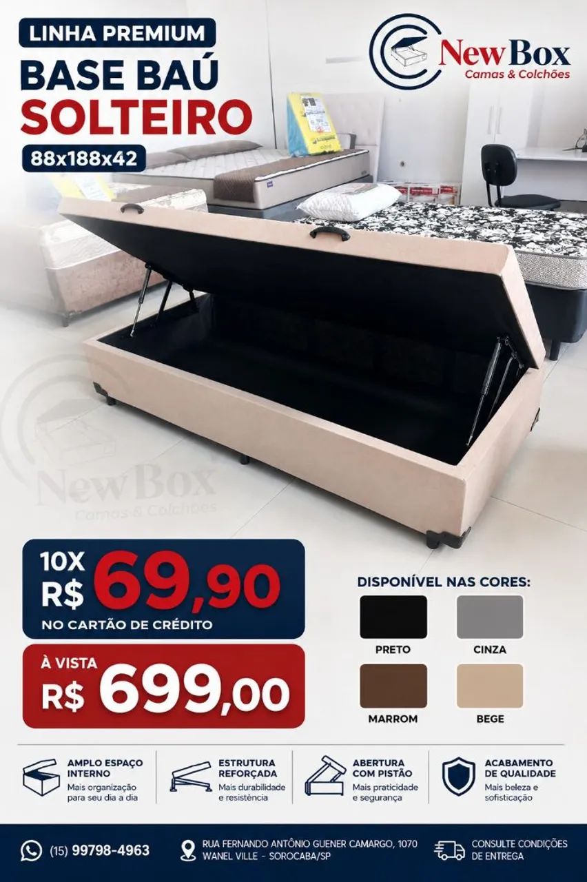 Base Baú Solteiro De Qualidade Com Garantia! Entrega em até 25hs 