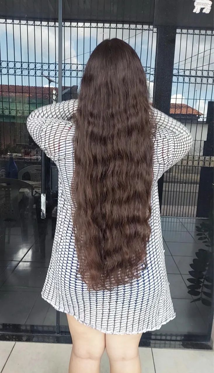 Cabelo humano virgem Castanho ondulado virgem 55 cm alta qualidade