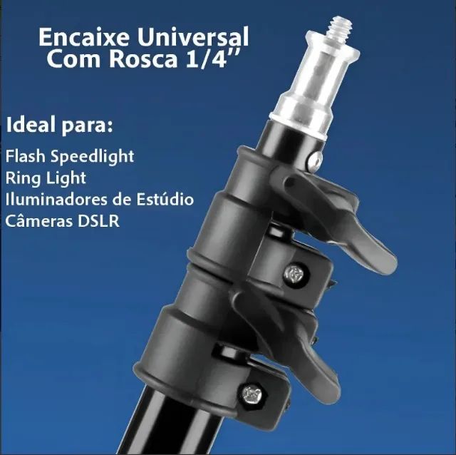Tripé Universal Celular Câmera Webcam Ring Light 2,10m - Foto 5