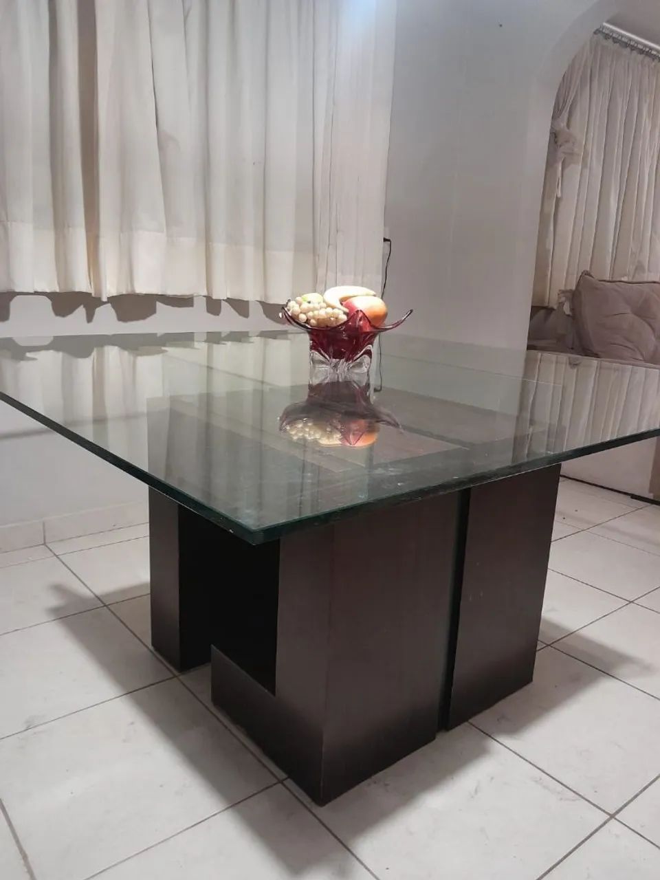 Mesa tampo vidro grosso