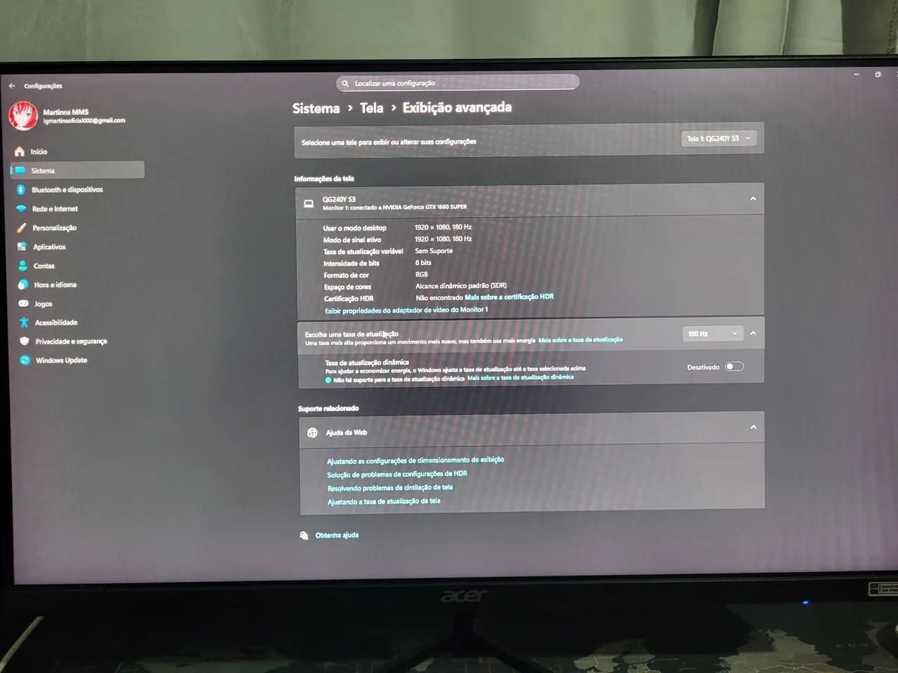 Monitor acer 180hz 23.8 polegadas - Foto 3