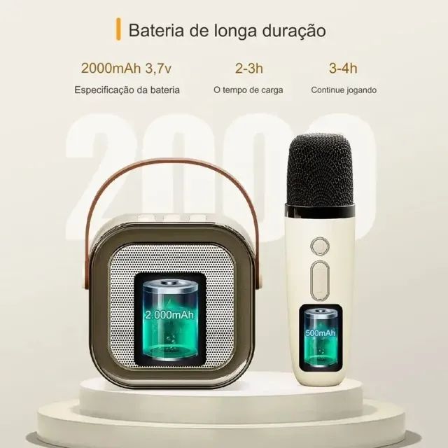 Caixinha De Som Karaokê Bluetooth Com 01 Microfone - Foto 3