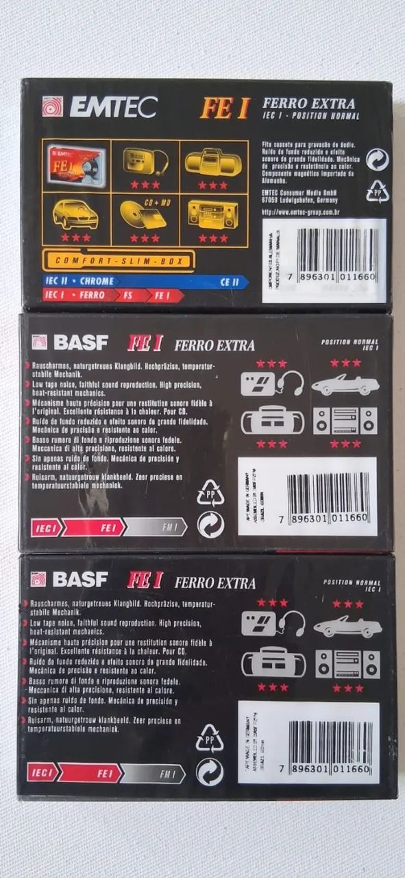 3 fitas k7 basf/emtec virgens novas - Foto 2
