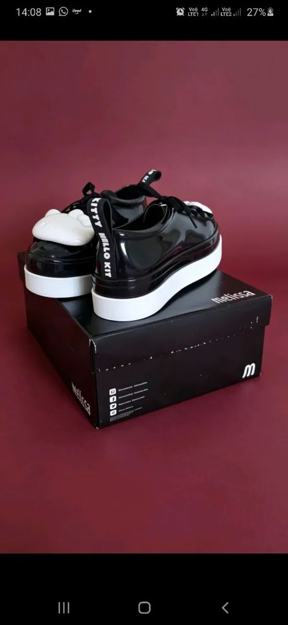 Tênis Melissa hello Kitty preto 36 (novo) - Foto 3