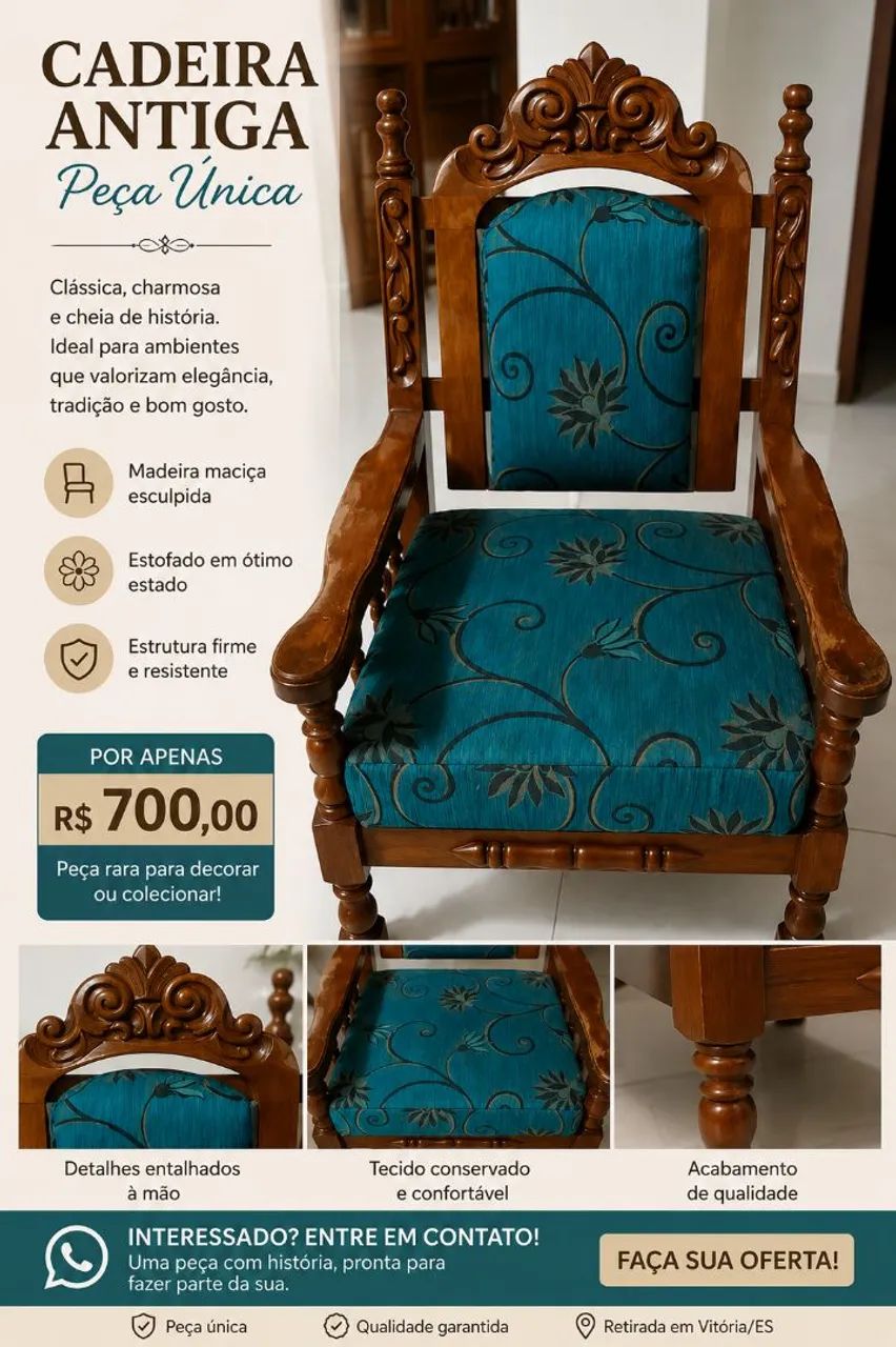 Cadeira antiga peça única