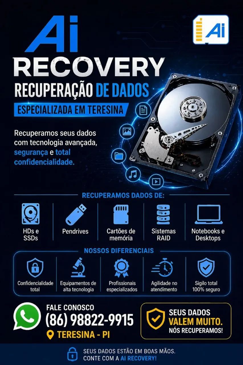 Recuperação de Dados HD SSD Pendrive - Orçamento Rápido