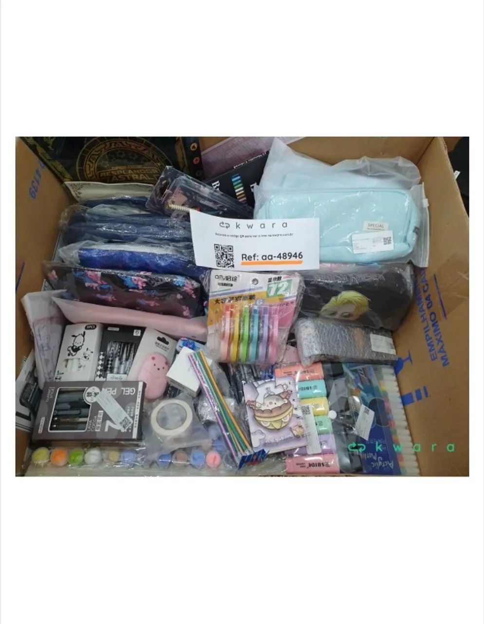 Lote Aprox. 100 Itens Diversos de Papelaria Canetas Stitch Refil de Caneta Réguas Cadernos