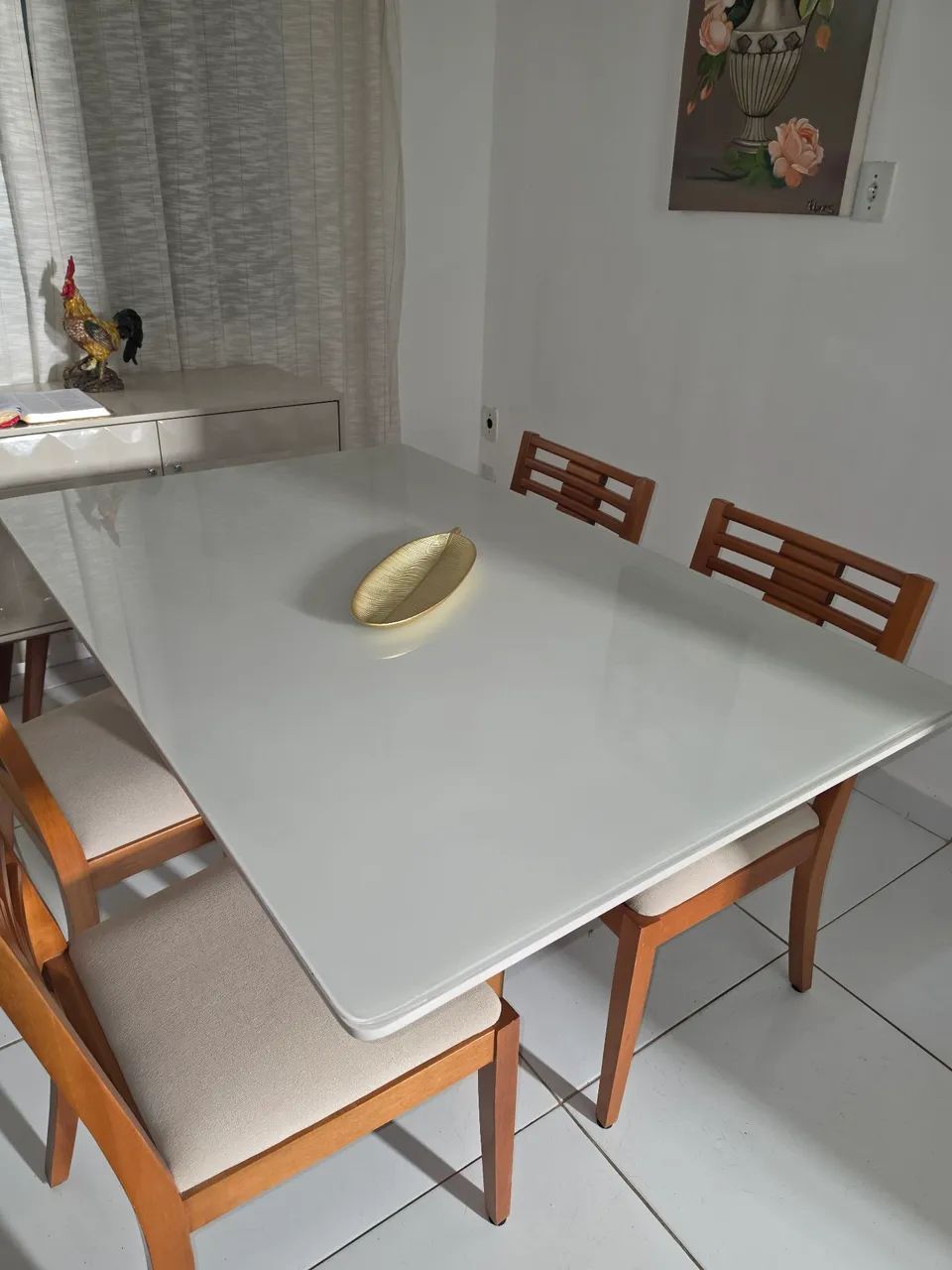 Mesa laqueada vidro leitoso - Foto 2
