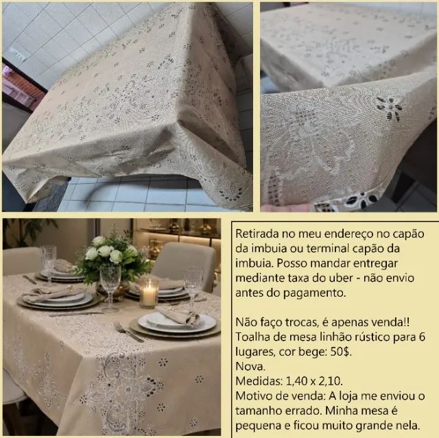Toalha de mesa retangular linhão 1,40x2,10 nova