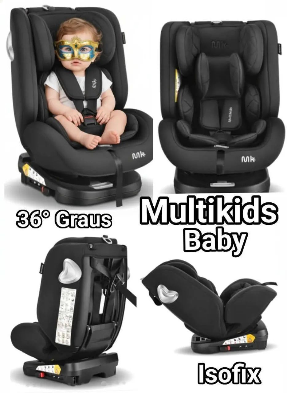 Cadeirinha de Auto Multikids Baby de 0 à 36kg Com Isofix Gira 360° Graus Super Reclinável!