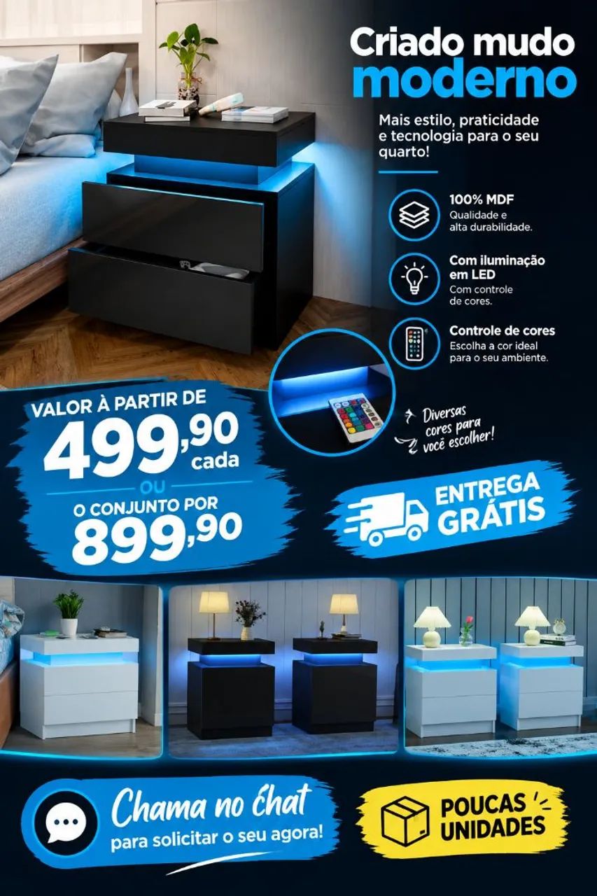 Criado mudo com led
