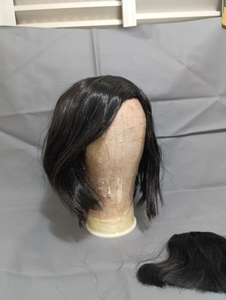 Wig Preta Curta Chanel + Franja Falsa