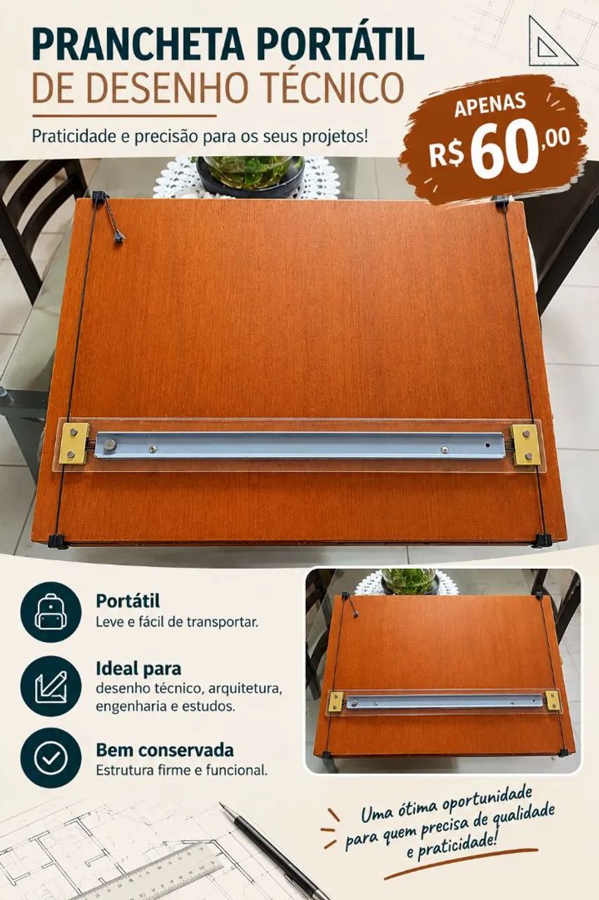 Prancheta portátil para desenho técnico