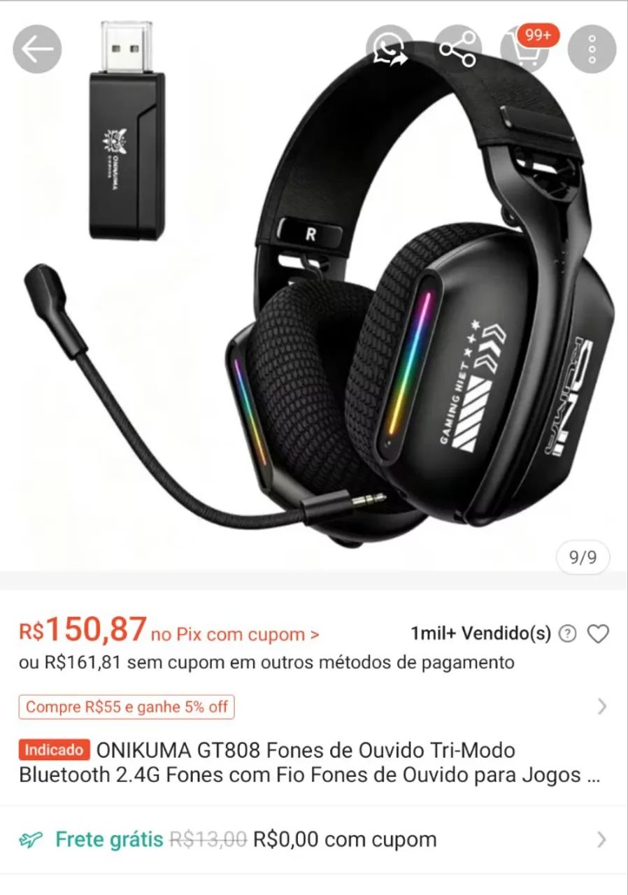 Headset Wireless Zero Delay 2.4ghz - Foto 4