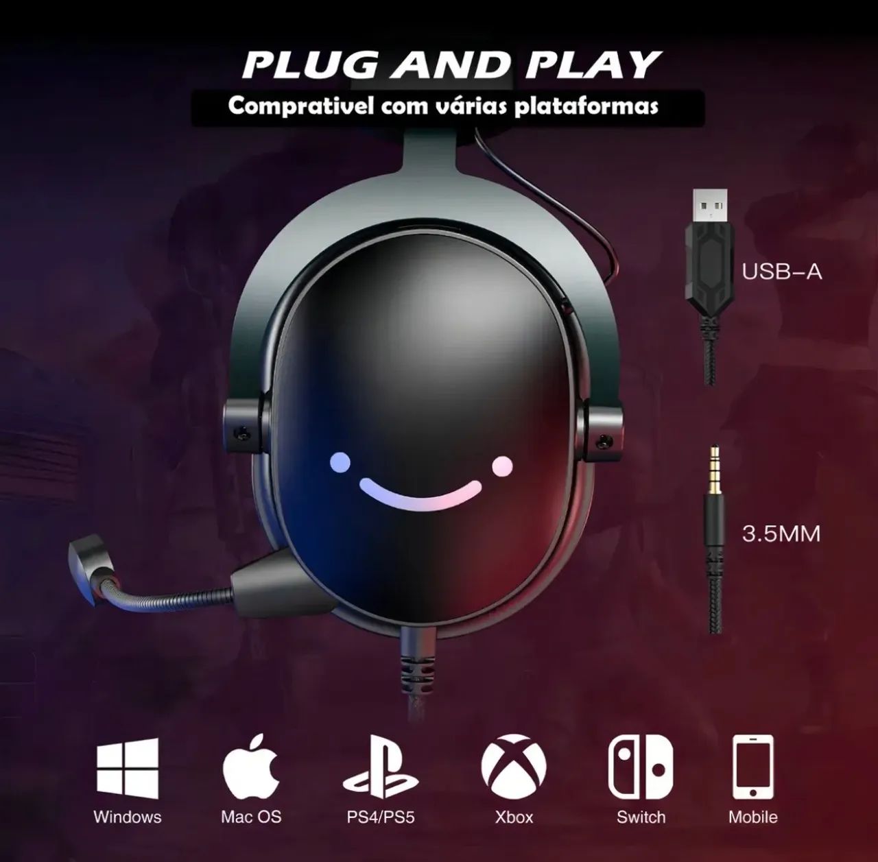 Headset Gamer H9 Som Surround Virtual 7.1, Microfone Removível com Cancelamento de Ruído - Foto 5