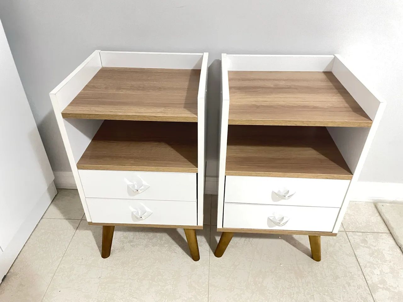 Kit Mesa de Cabeceira - Branco E Marrom - NOVA - Foto 4