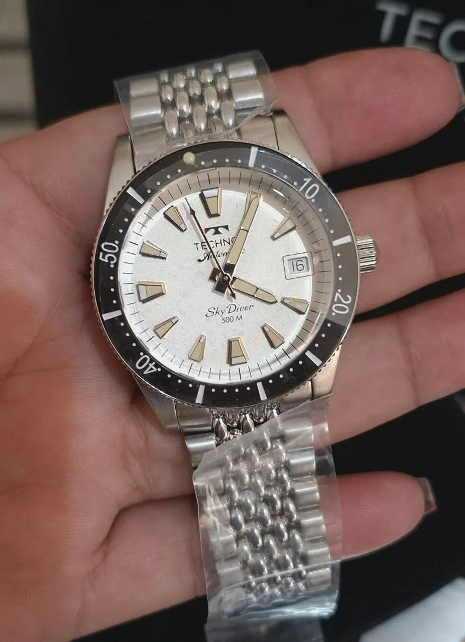 RELÓGIO TECHNOS SKYDIVER DIAL BRANCO 500m 37,5mm SW2001B  - Foto 5