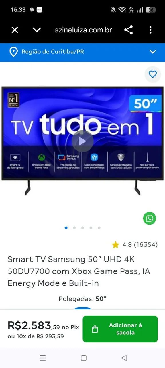 TV Samsung smart 4k 50polegadas