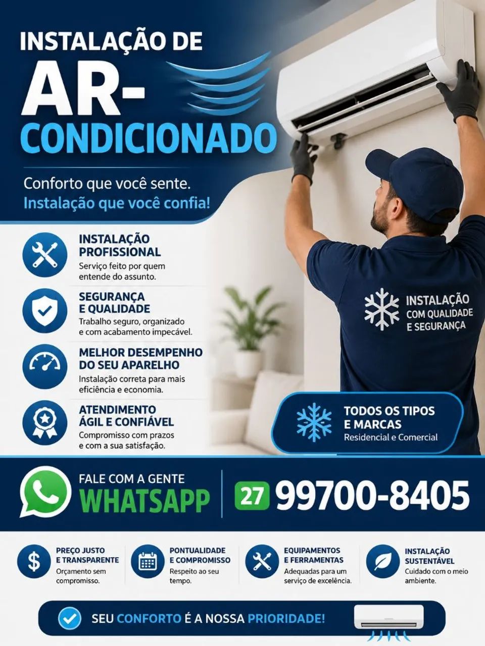 Vendo instalação de ar condicionado 