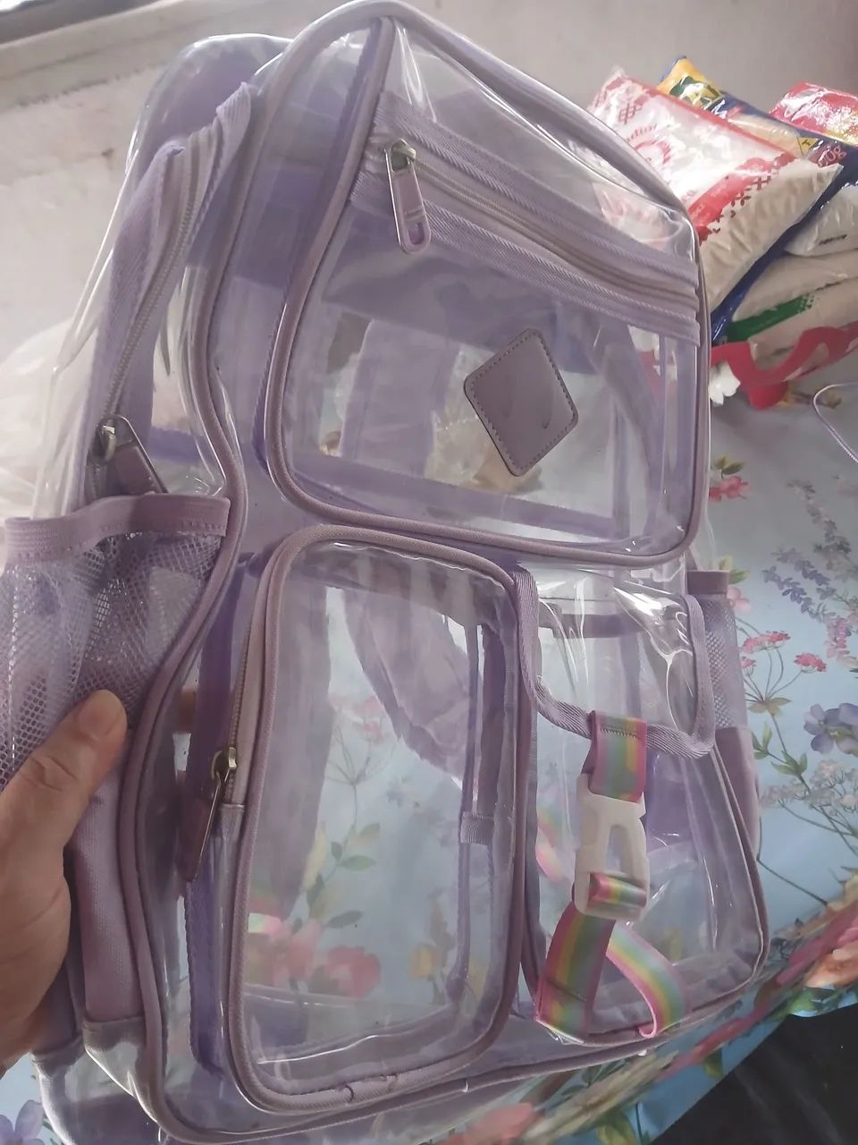 Mochila Lilás Transparente  - Foto 4
