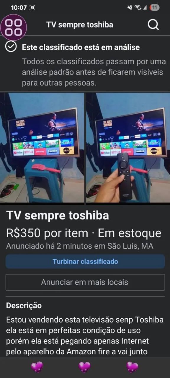 Tv sempre toshiba