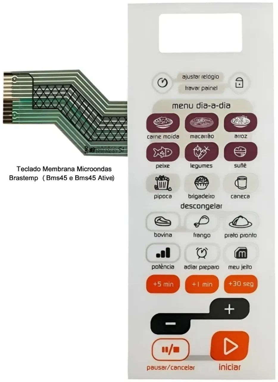 Teclado e Membrana Microondas Brastemp (Bms45 e Bms45 Ative)