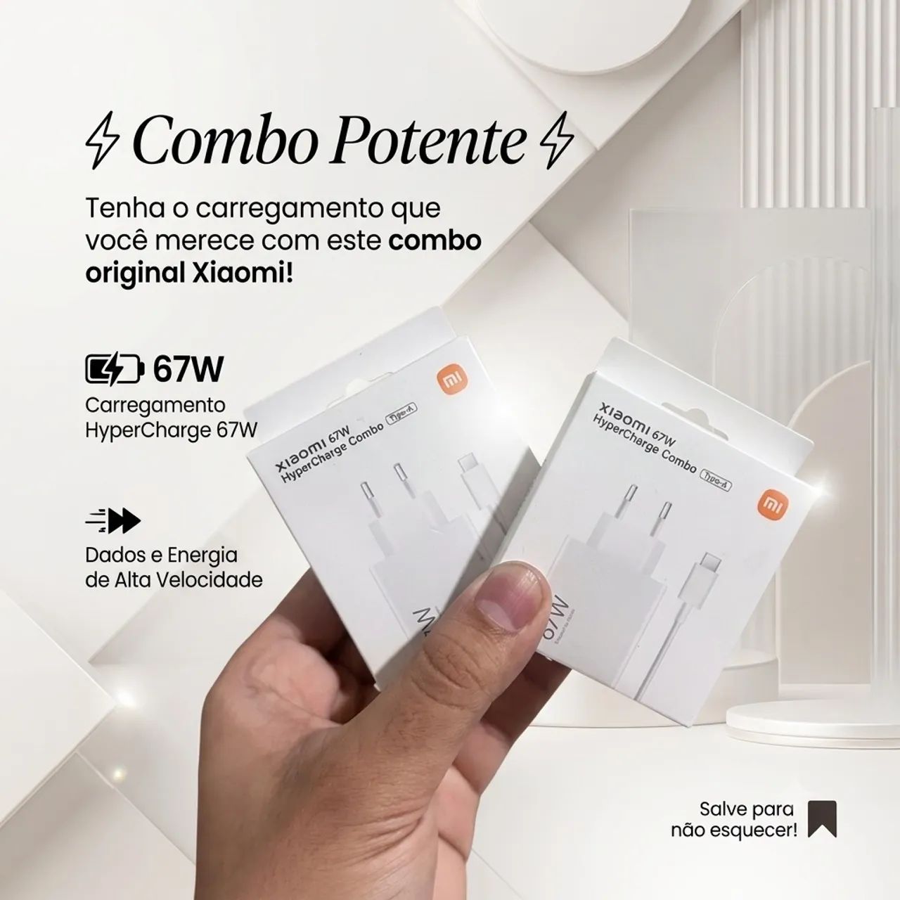 Carregador Xiaomi HyperCharge 67W + Cabo USB-C - Original