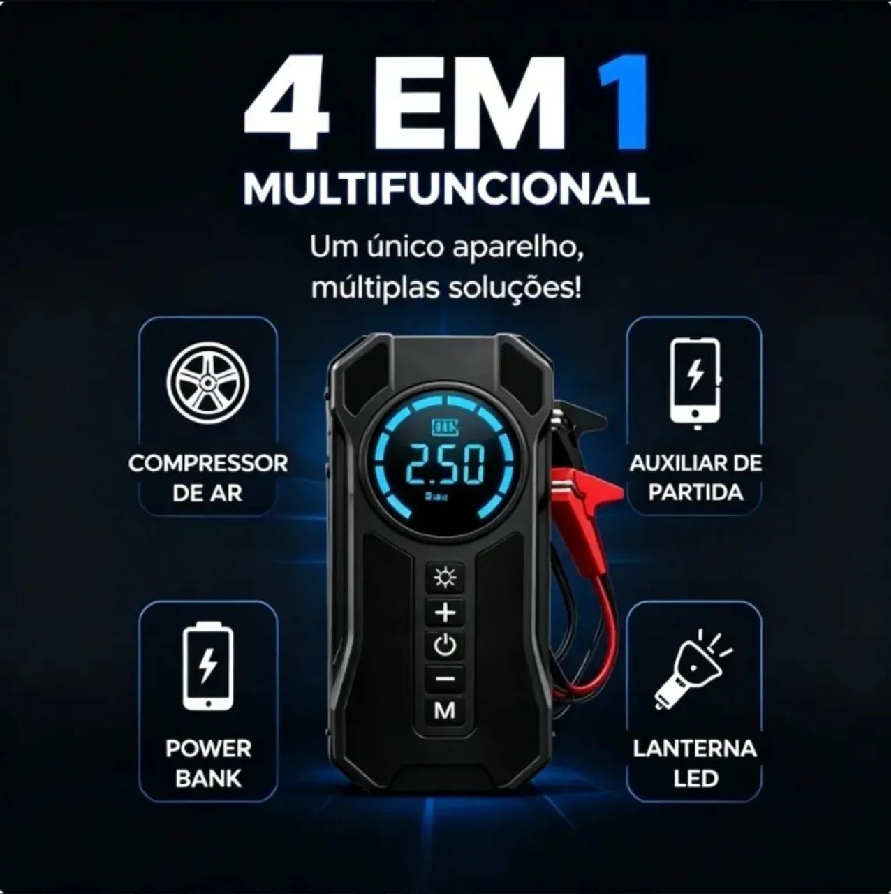 Compressor portátil e auxiliar de partida - Foto 2