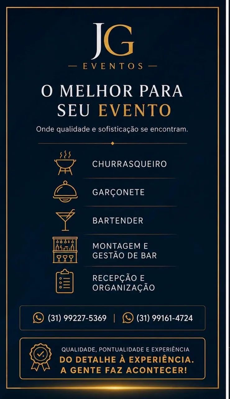 Staff Completo para Eventos: Garçons, Churrasqueiro, Bartender e Recepção - JG Eventos - Foto 2