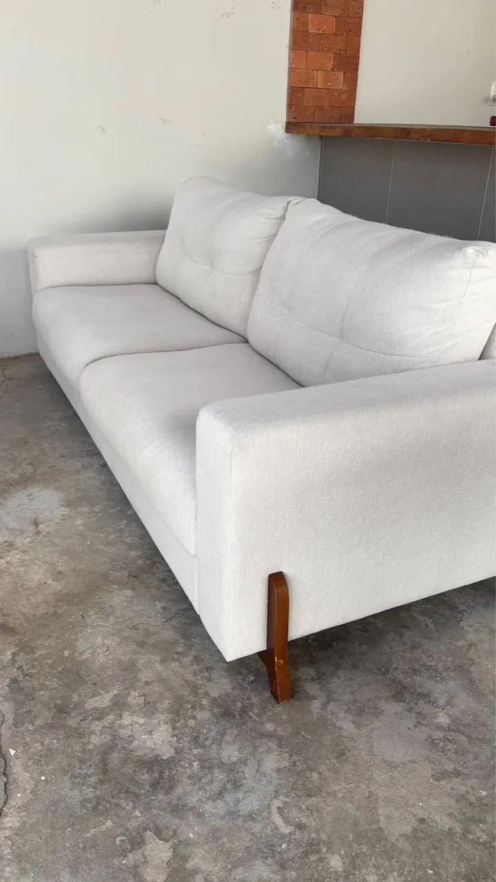 Sofá 3 lugares de linho branco off  - Foto 2