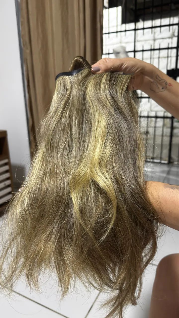Cabelo Humano Mega Hair Loiro 97g 35cm - Foto 3