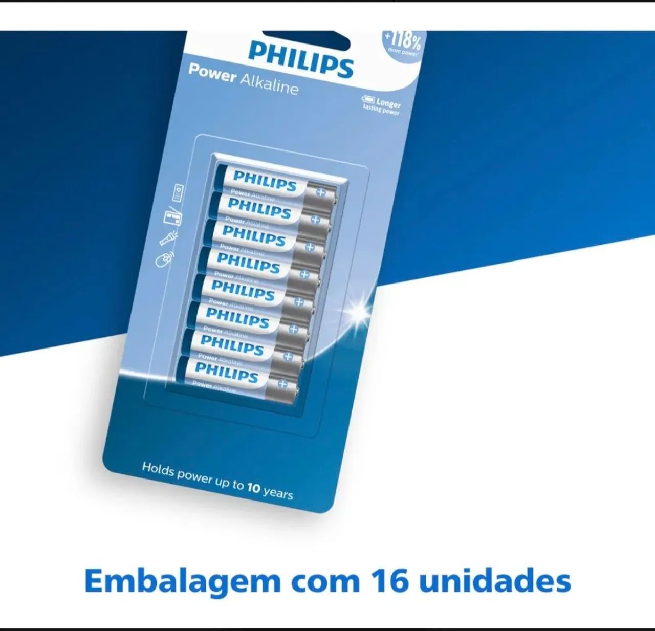 Pilha alcalina aaa Philips com 16 unidades - Foto 2