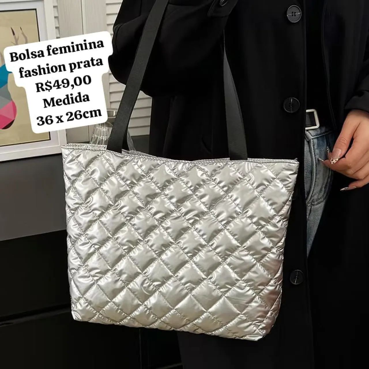Bolsa feminina Fashion prata - Foto 5